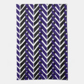 Blue White Black Geometric Chevron Pattern Theedoek (Verticaal)