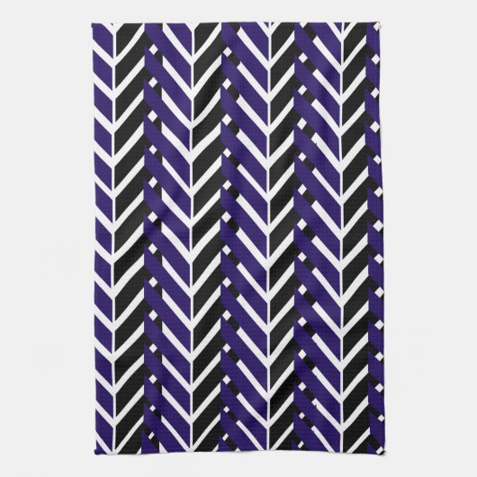 Blue White Black Geometric Chevron Pattern Theedoek (Verticaal)