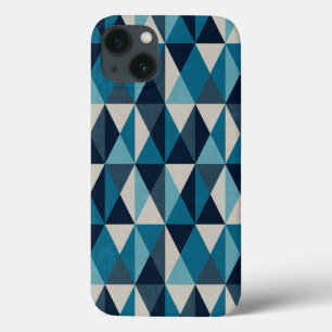 Blue White Black Geometric Rhombic Pattern iPhone 13 Hoesje