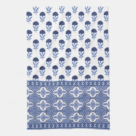 Blue White Boho style tea towel Theedoek (Verticaal)