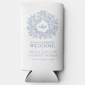 Blue white botanical monogram wedding photo  (Voorkant)