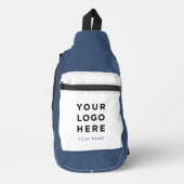 Blue White Business Logo Name Travel Adventures Sling Bag (Voorkant)