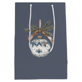 Blue White Champagne Gold Ornaments Christmas Medium Cadeauzakje (Achterkant)