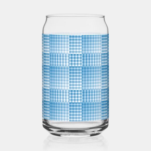 Blue White Checker Abstract Pattern Blikvorm Glas (Voorkant)