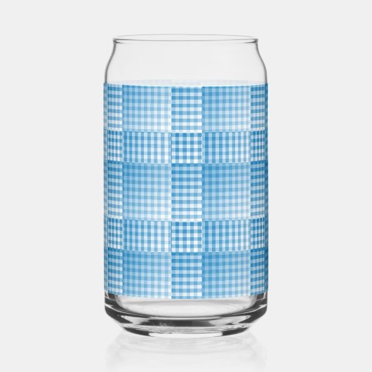 Blue White Checker Abstract Pattern Blikvorm Glas (Achterkant)