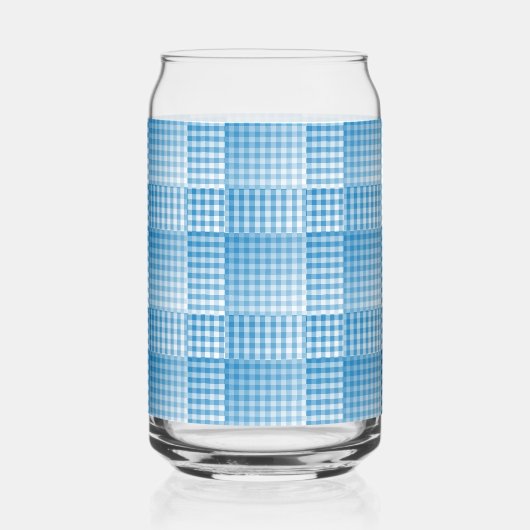 Blue White Checker Abstract Pattern Blikvorm Glas (Links)