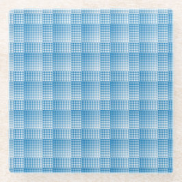 Blue White Checker Abstract Pattern Glazen Onderzetter