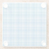 Blue White Checker Abstract Pattern Glazen Onderzetter (Achterkant)