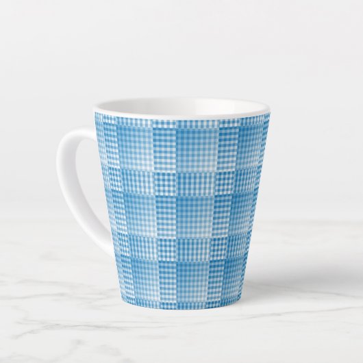 Blue White Checker Abstract Pattern Latte Mok (Linkerhoek)