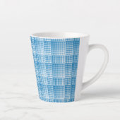Blue White Checker Abstract Pattern Latte Mok (Rechts)