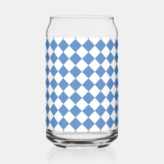 Blue White Checker Diamond Pattern Blikvorm Glas (Voorkant)