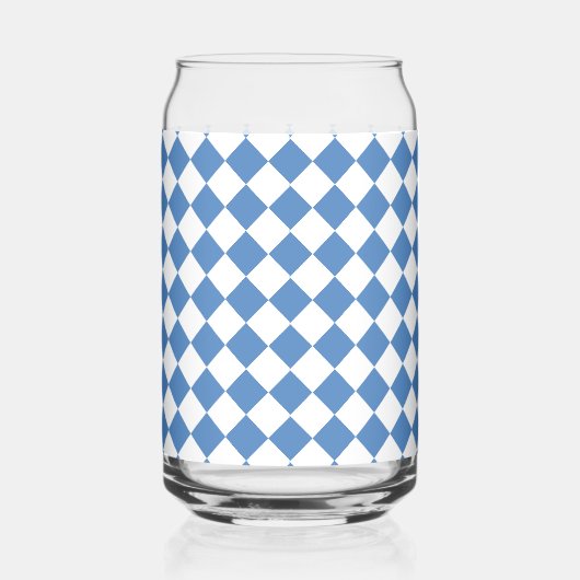 Blue White Checker Diamond Pattern Blikvorm Glas (Rechts)