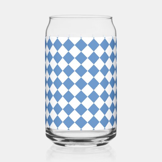 Blue White Checker Diamond Pattern Blikvorm Glas (Links)