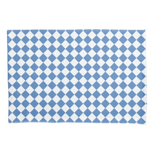 Blue White Checker Diamond Pattern Kussensloop (Voorkant)