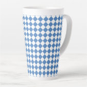 Blue White Checker Diamond Pattern Latte Mok (Rechterhoek)