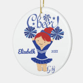 Blue & White Cheer Red Hair Cheerleader Ornament (Links)