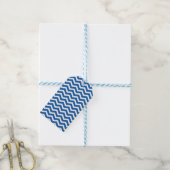Blue White Chevron Pattern Cadeaulabel (Met Touw)