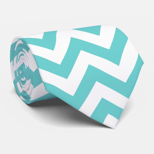 Blue White Chevron Pattern Stropdas (Opgerold)