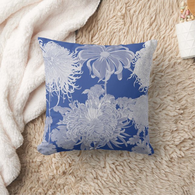 Blue White  Chinoiserie Floral Kussen (Deken)