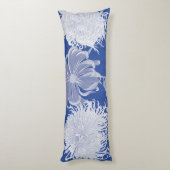 Blue White Chinoiserie Floral Lichaamskussen (Achterkant (Verticaal))