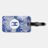 Blue White  Chinoiserie Floral Monogram Bagagelabel (Achterkant horizontaal)