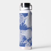 Blue White  Chinoiserie Floral Monogram Waterfles (Achterkant)