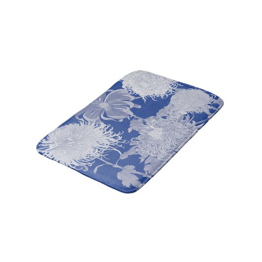 Blue White  Chinoiserie Floral Pattern Badmat (Gekanteld)