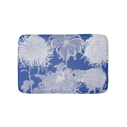 Blue White  Chinoiserie Floral Pattern Badmat (Voorkant)