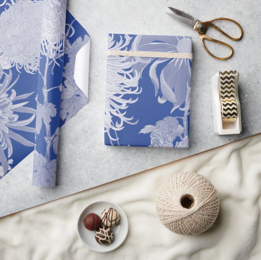Blue White  Chinoiserie Floral Pattern Cadeaupapier (Crafts)