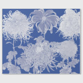 Blue White  Chinoiserie Floral Pattern Cadeaupapier (Vlak)