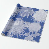 Blue White  Chinoiserie Floral Pattern Cadeaupapier (Uitgerold)