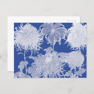 Blue White  Chinoiserie Floral Pattern Feestdagenkaart