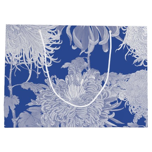 Blue White  Chinoiserie Floral Pattern Groot Cadeauzakje (Achterkant)