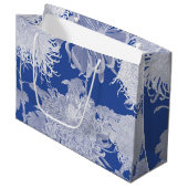 Blue White  Chinoiserie Floral Pattern Groot Cadeauzakje (Voorkant Gekanteld)