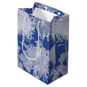 Blue White  Chinoiserie Floral Pattern Medium Cadeauzakje