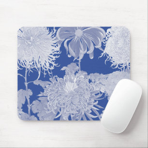 Blue White  Chinoiserie Floral Pattern Muismat