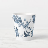 Blue White Chinoiserie Floral Stylish Monogram Latte Mok (Voorkant)