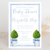 Blue & White Chinoiserie Topiary Baby shower Kaart
