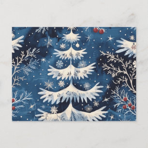 Blue White Christmas Tree Briefkaart