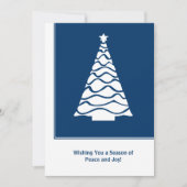 Blue & White Christmas Tree Business Holiday Kaart (Voorkant)