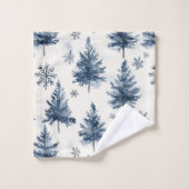 Blue White Christmas Trees Snowflakes (Gant de toilette)