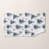 Blue White Christmas Trees Snowflakes (Serviette à main)