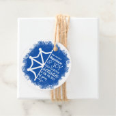 Blue White Company Logo met kerstcadeaus Label (In situ)
