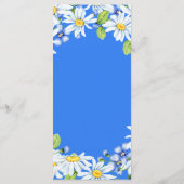 Blue White Country Daisy Floral Mariage Menu (Dos)