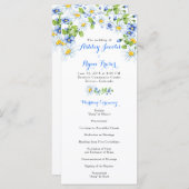 Blue White Country Daisy Floral Wedding Programme (Devant / Derrière)