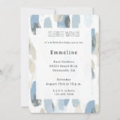 Blue White Cream Abstract Verjaardag Kaart (Voorkant)