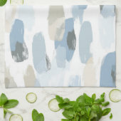 Blue White Cream Abstracte bruiloft Theedoek (Gevouwen)