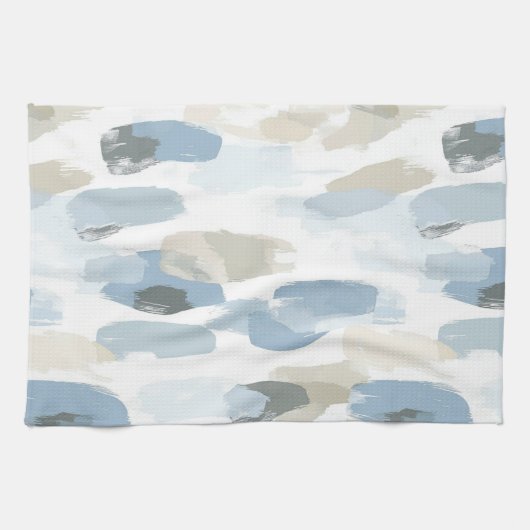 Blue White Cream Abstracte bruiloft Theedoek (Horizontaal)