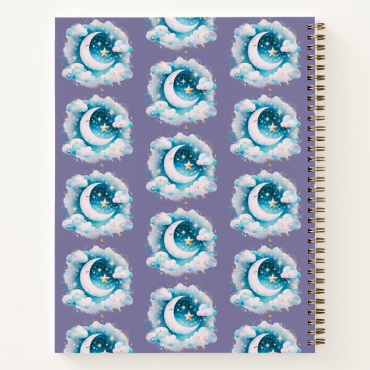 Blue & White Crescent Moon Celestial Boho Journal (Dos)
