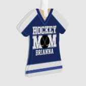 Blue/White Custom Hockey Mam Jersey Ornament (voorkant)